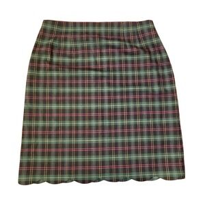 Talbots Plaid Mini Skirt Scalloped Hem Lightweight Lined Size 6 NWT
